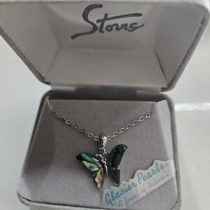 Glacier Pearle Iridescent Butterfly Necklace